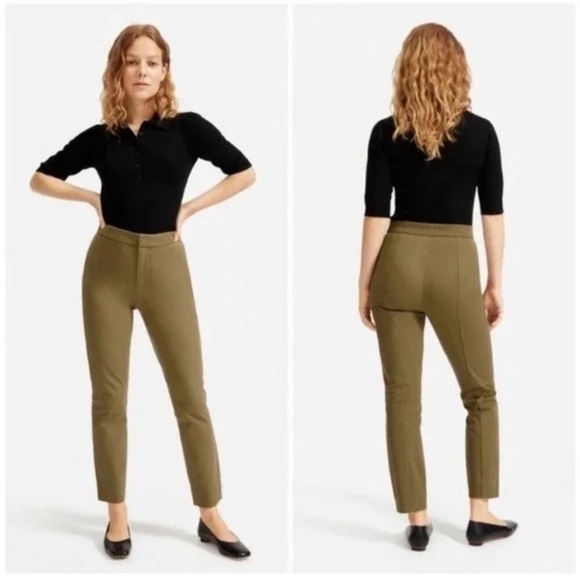 Everlane Stretch Ponte Slim Fit Crop Pants Women 2 Military Olive Green - Picture 1 of 14